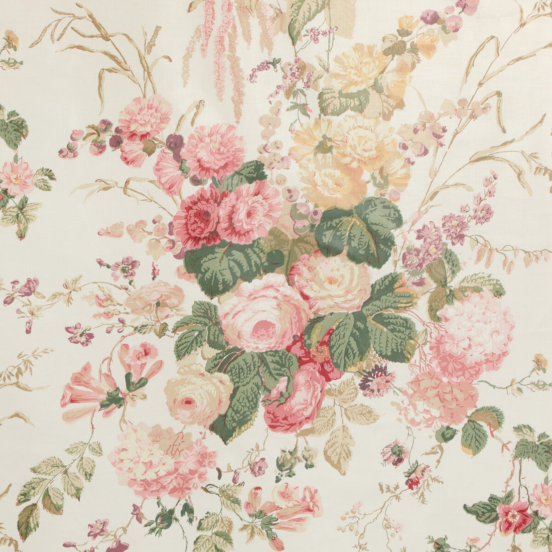Floral Bouquet fabric in pink/ivy color - pattern 2023120.73.0 - by Lee Jofa in the Lee Jofa 200 collection