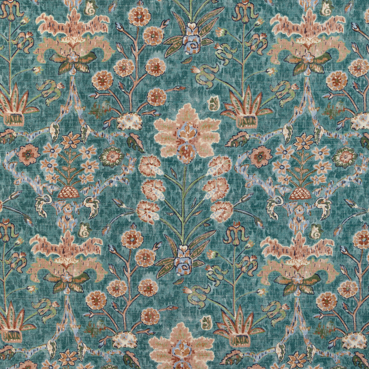 Kerman Print fabric in teal/rose color - pattern 2023123.913.0 - by Lee Jofa in the Lee Jofa 200 collection
