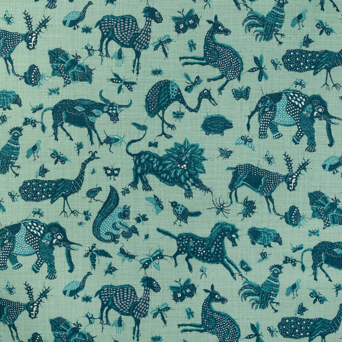 Java Jungle Linen fabric in teal color - pattern 2023127.355.0 - by Lee Jofa in the Lee Jofa 200 collection