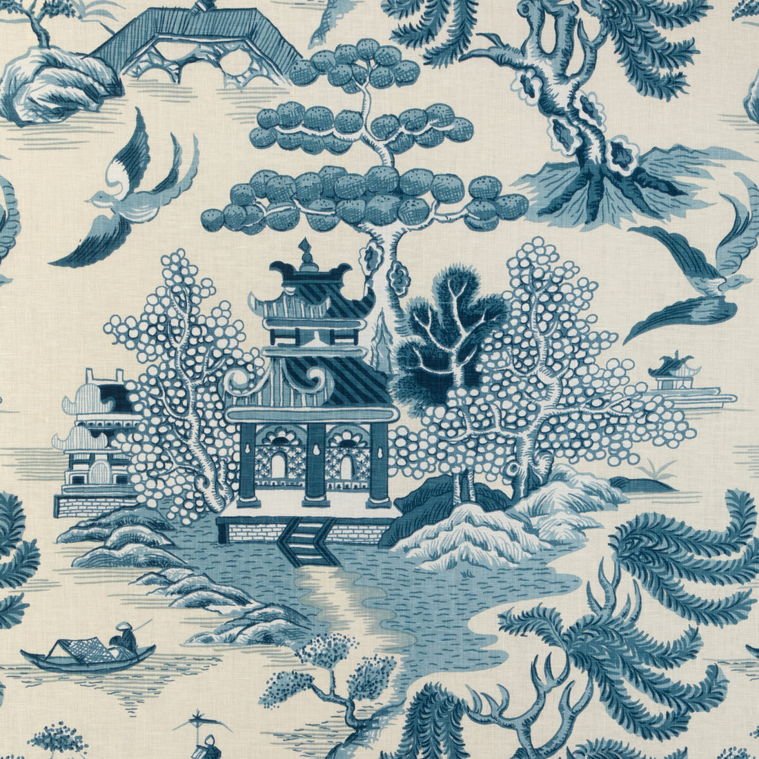Willow Lake Print fabric in teal color - pattern 2023128.1613.0 - by Lee Jofa in the Lee Jofa 200 collection