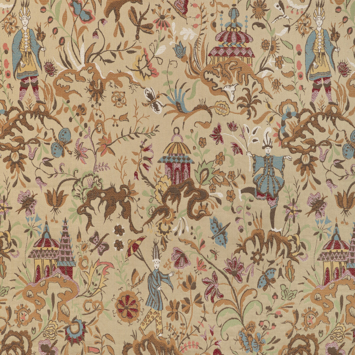 Chinese Brocade fabric in sand color - pattern 2023130.16.0 - by Lee Jofa in the Lee Jofa 200 collection