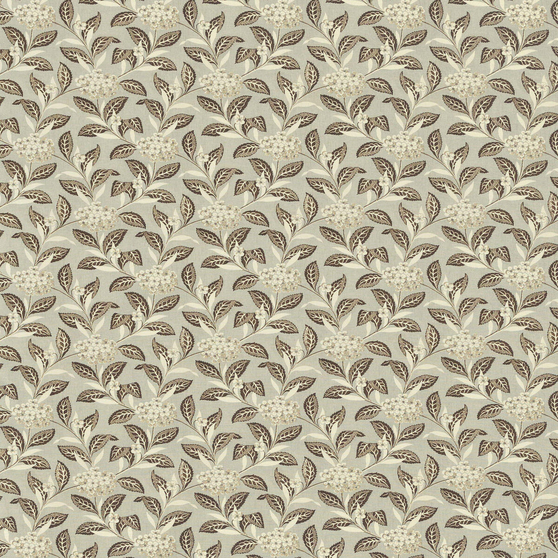Ortensia fabric in brown on celadon color - pattern 2023133.613.0 - by Lee Jofa in the Paolo Moschino Garden II collection