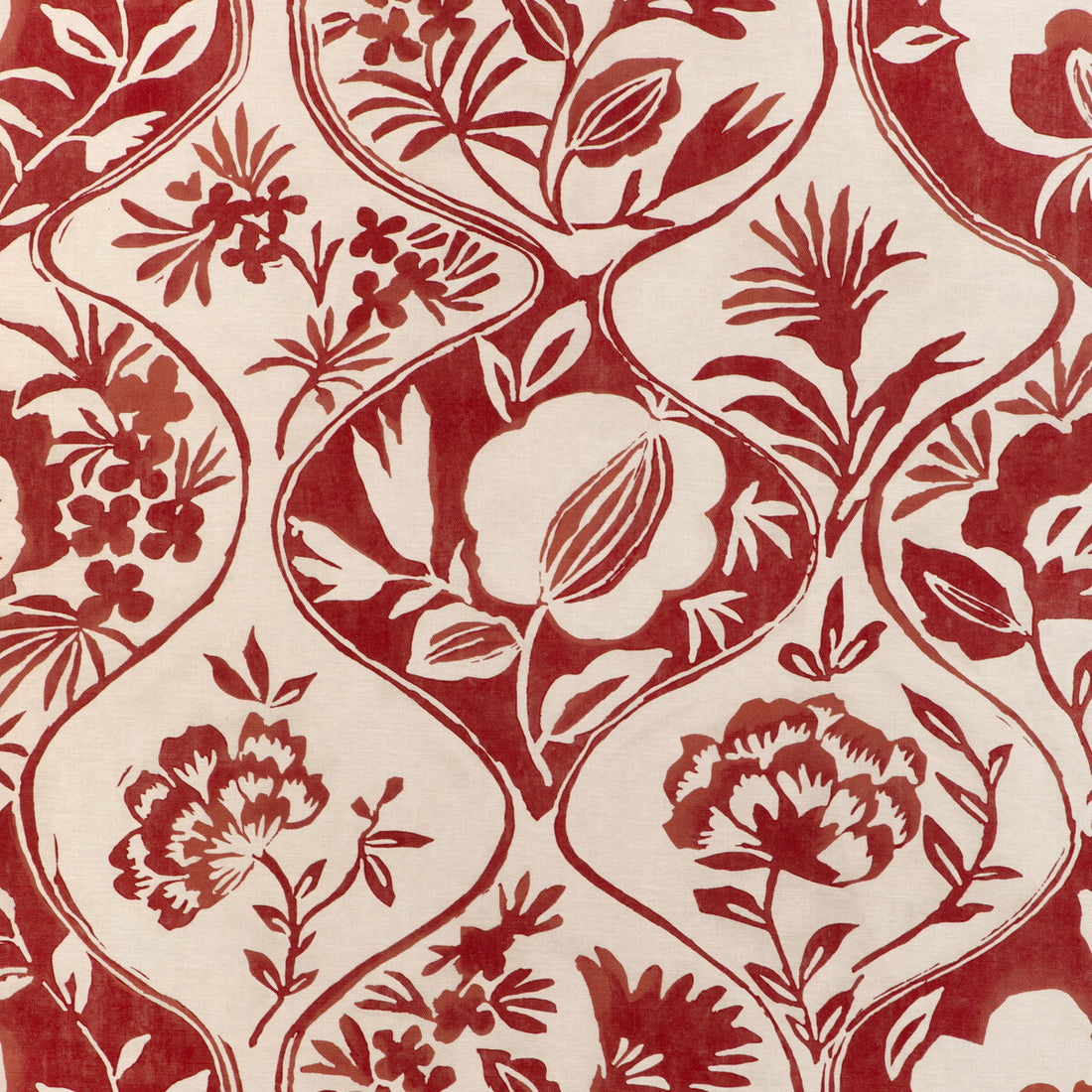 Calathea Print fabric in red color - pattern 2023141.19.0 - by Lee Jofa in the Garden Walk collection