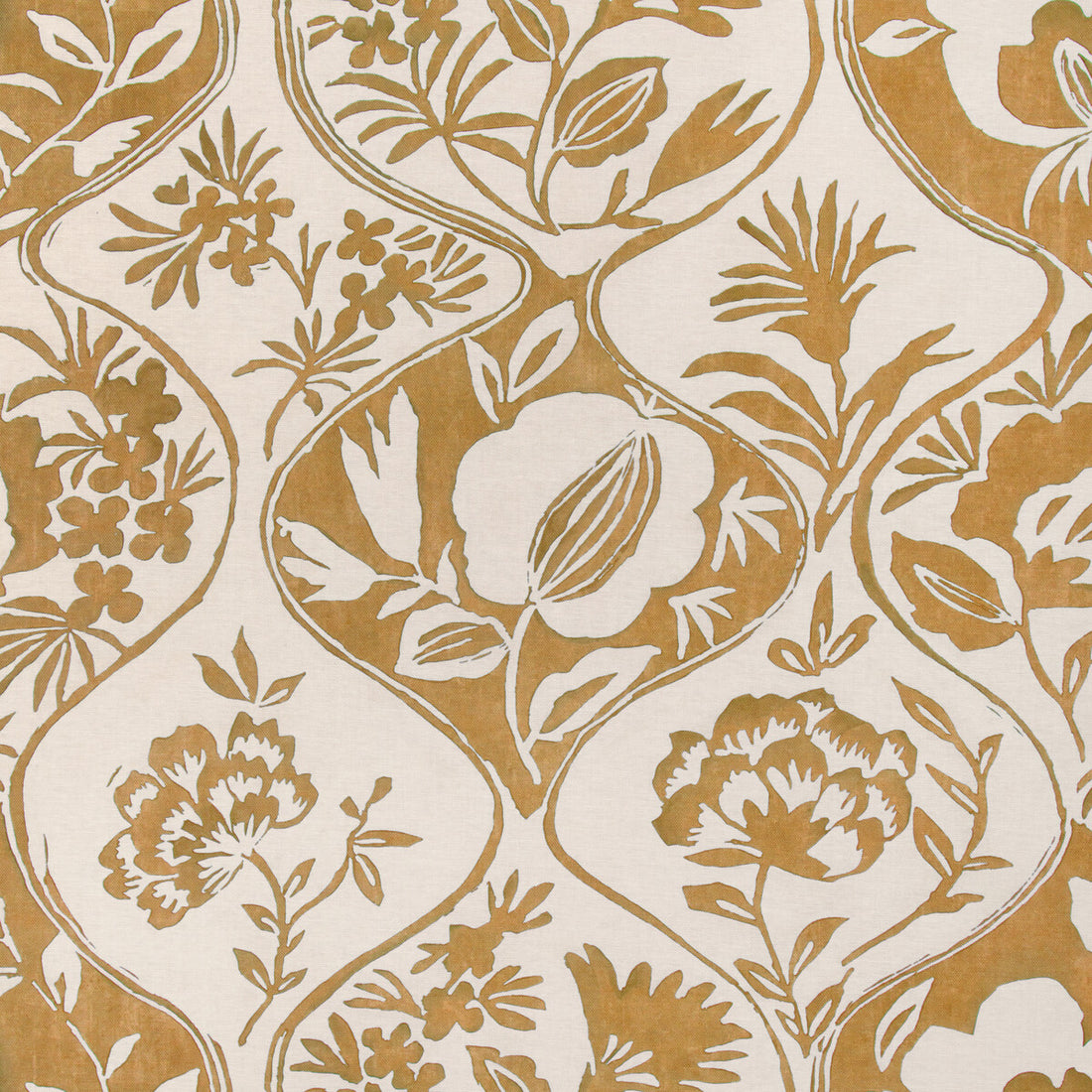 Calathea Print fabric in gold color - pattern 2023141.40.0 - by Lee Jofa in the Garden Walk collection
