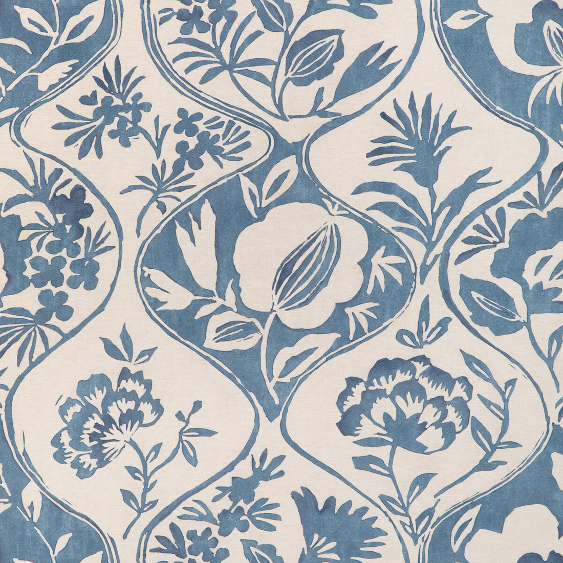 Calathea Print fabric in blue color - pattern 2023141.5.0 - by Lee Jofa in the Garden Walk collection