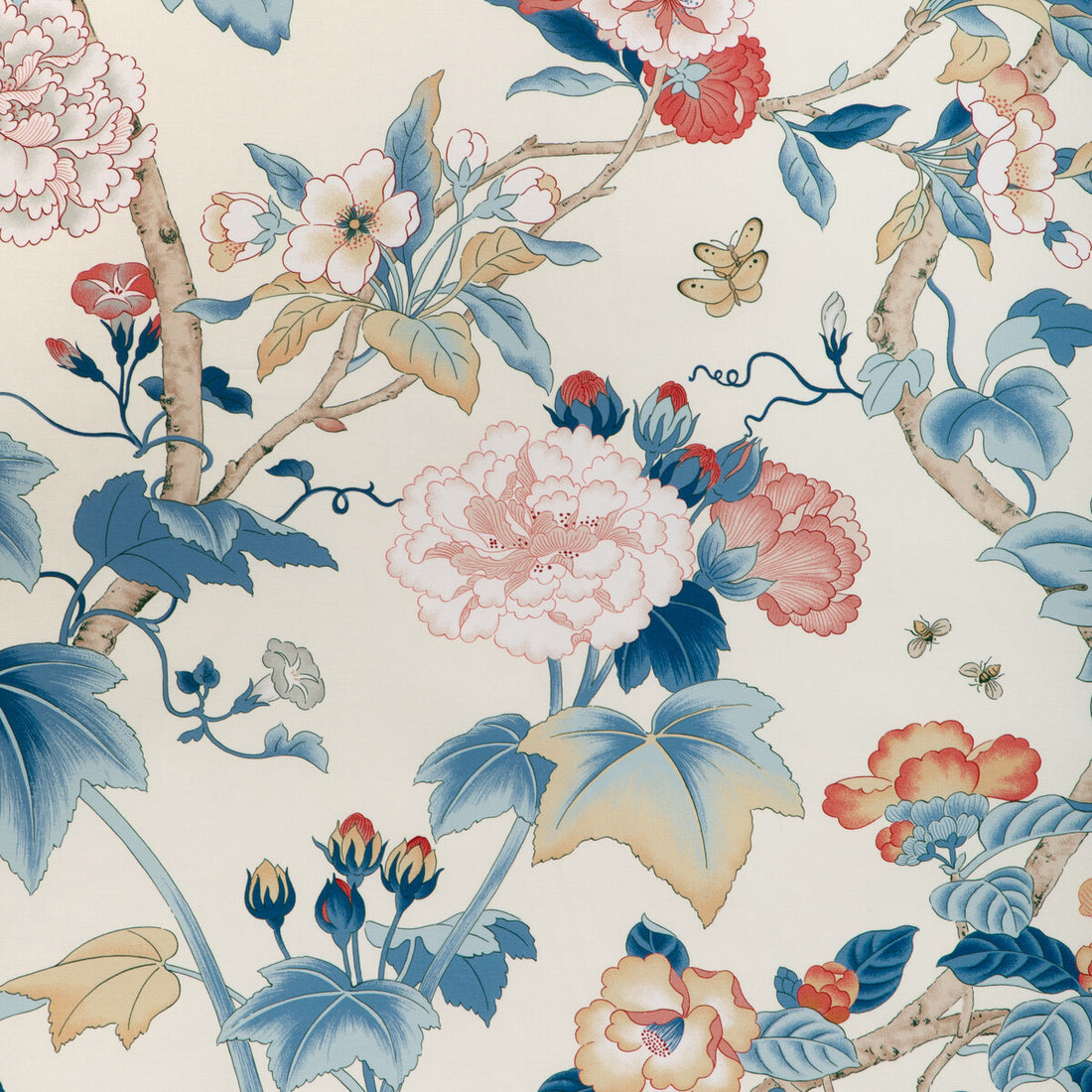 Gardenia Print fabric in blue/red color - pattern 2023143.195.0 - by Lee Jofa in the Garden Walk collection