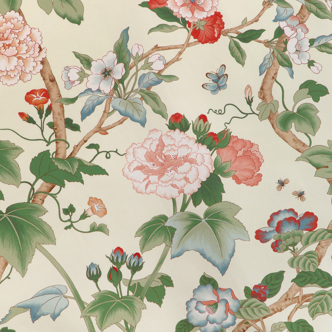 Gardenia Print fabric in red/green color - pattern 2023143.319.0 - by Lee Jofa in the Garden Walk collection