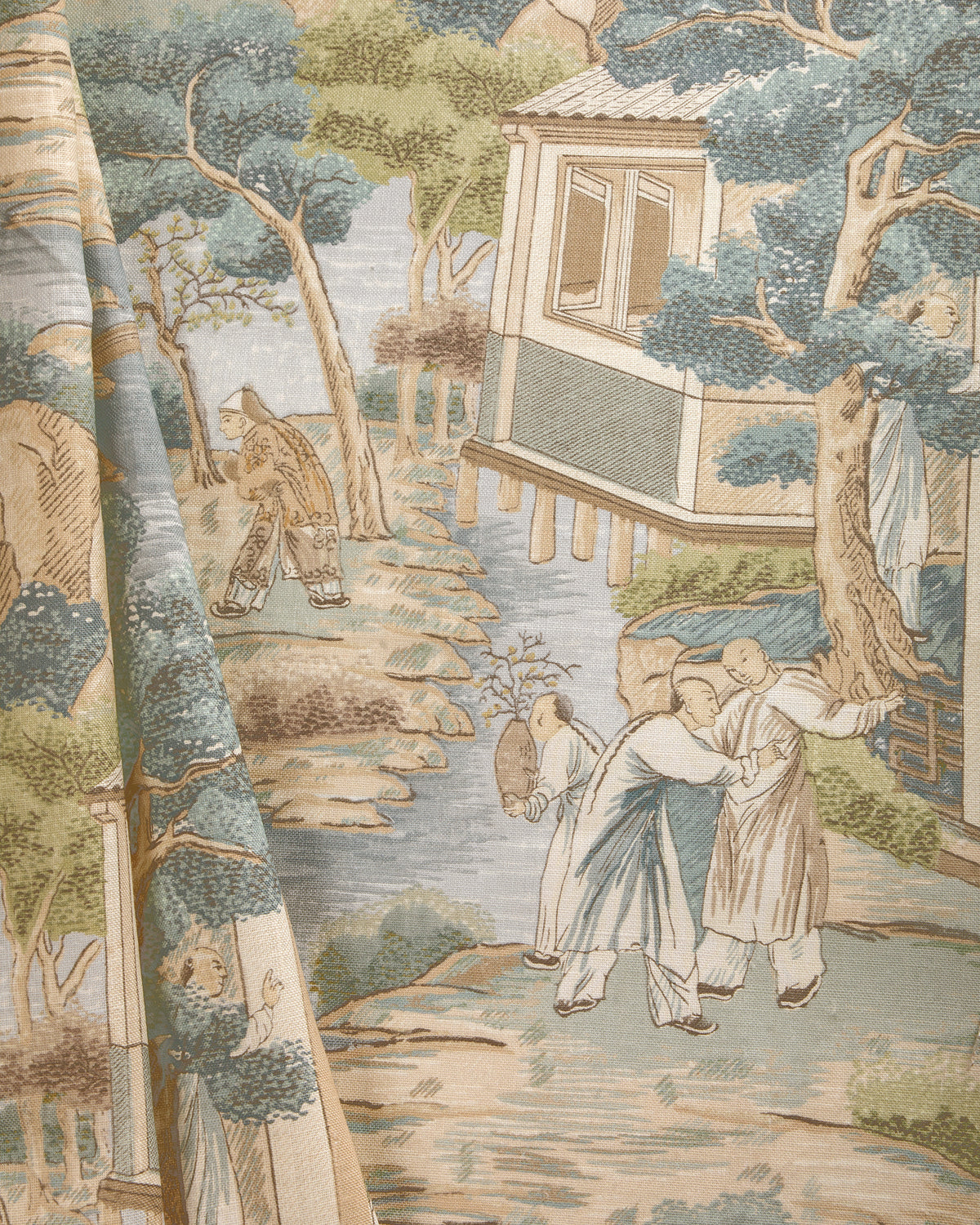 Tarim River Print fabric in Aqua color - pattern number 2025108.355.0 - by Lee Jofa in the Kingsley collection