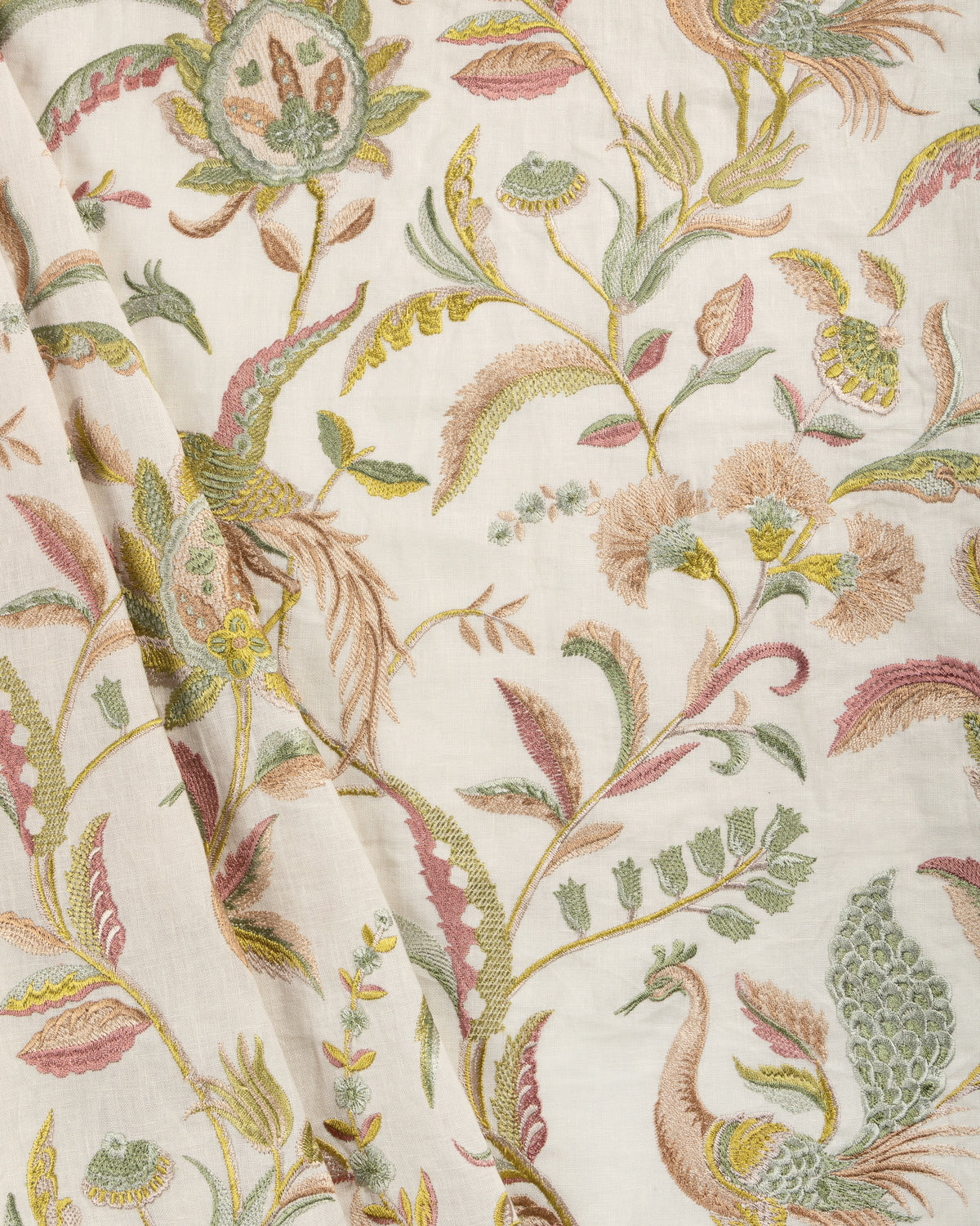 Palawan Emb fabric in Rose/Leaf color - pattern number 2025141.73.0 - by Lee Jofa in the Mayfair Embroideries collection