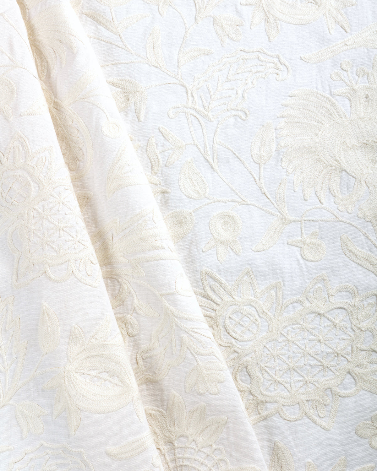Folkland Emb fabric in Ivory color - pattern number 2025144.1.0 - by Lee Jofa in the Mayfair Embroideries collection