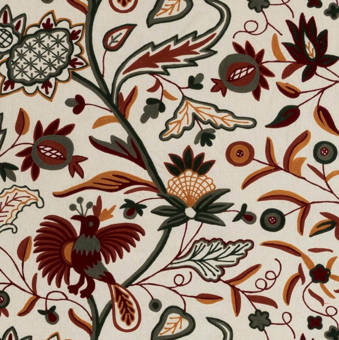 Folkland Emb fabric in Antique color - pattern number 2025144.319.0 - by Lee Jofa in the Mayfair Embroideries collection