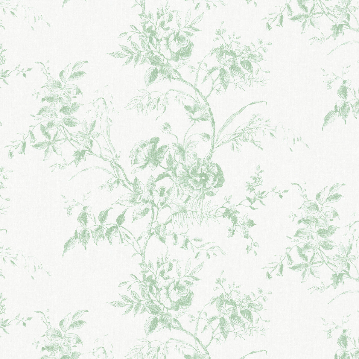 Tea Rose Toile fabric in Leaf color - pattern number 2026103.30.0 - by Lee Jofa in the Hinton Hill collection