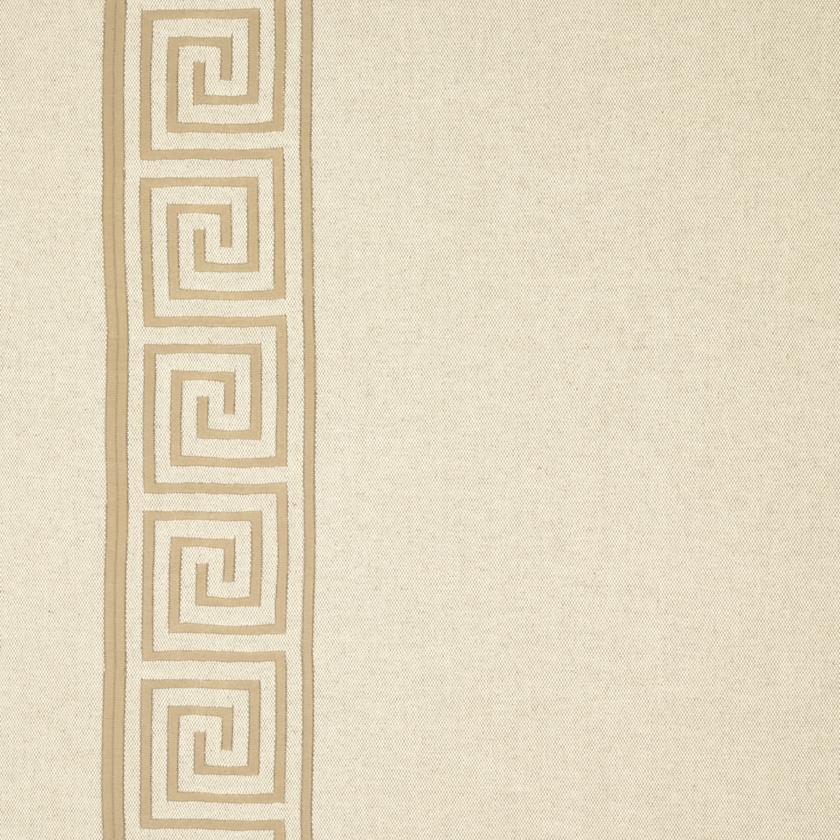 Greek Key Embroidery fabric in pebble and taupe color - pattern number 25800 - by Schumacher in the Au Naturel collection