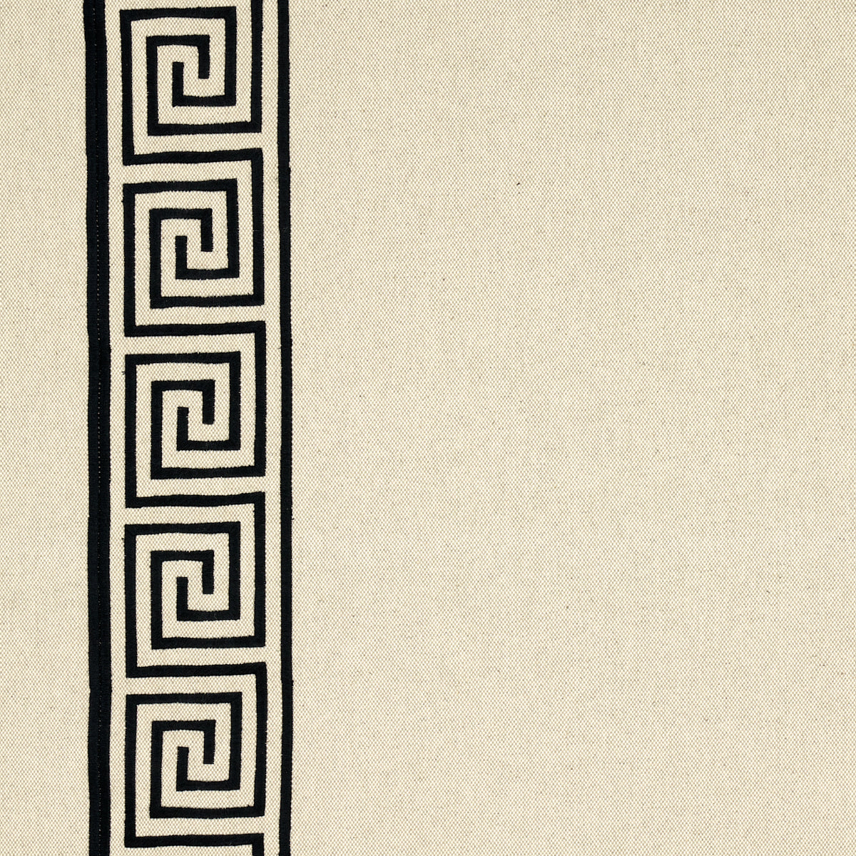 Greek Key Embroidery fabric in pebble and black color - pattern number 25801 - by Schumacher in the Au Naturel collection