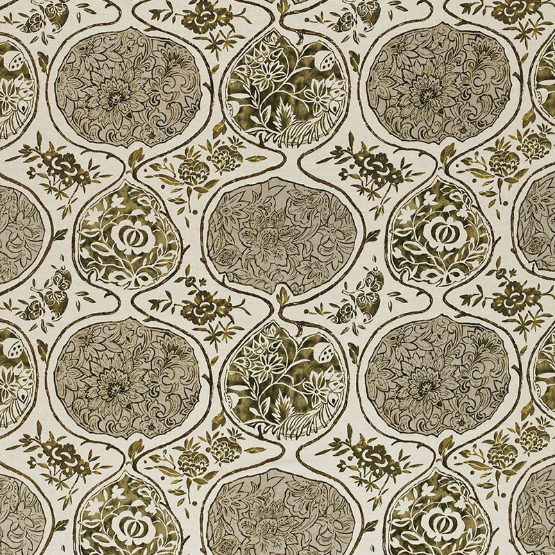 Katsugi fabric in link and sepia color - pattern number 2620930 - by Schumacher in the Exuberant Prints collection