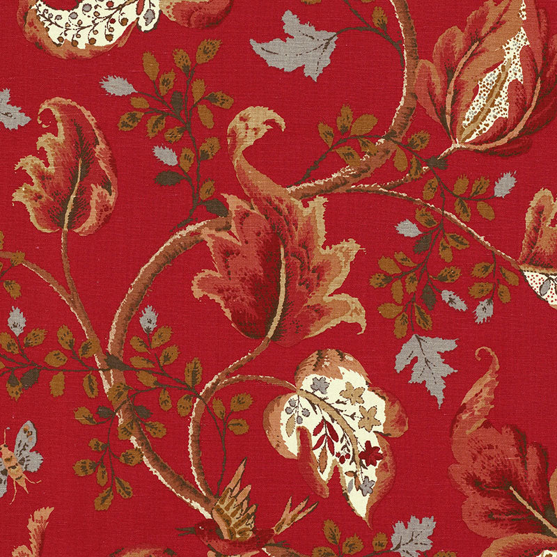 Fox Hollow fabric in tomato and brass color - pattern number 2639646 - by Schumacher in the A Country Life collection