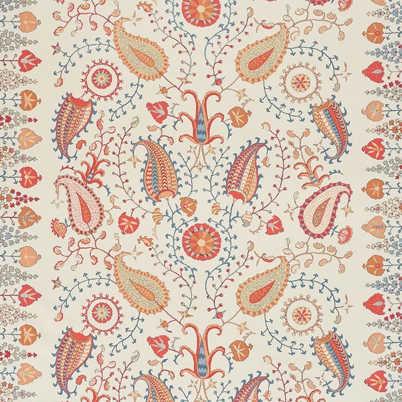 Lakai Printed Embroidery fabric in ivory color - pattern number 2643360 - by Schumacher in the Classic Prints collection