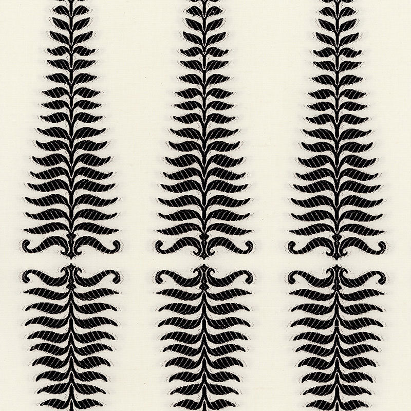 Fern Tree fabric in noir creme color - pattern number 2643880 - by Schumacher in the Orient Express collection