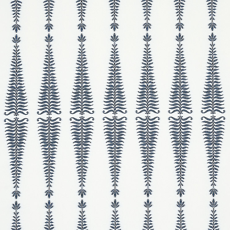 Fern Tree fabric in navy and white color - pattern number 2643882 - by Schumacher in the Rhapsody In Blue collection