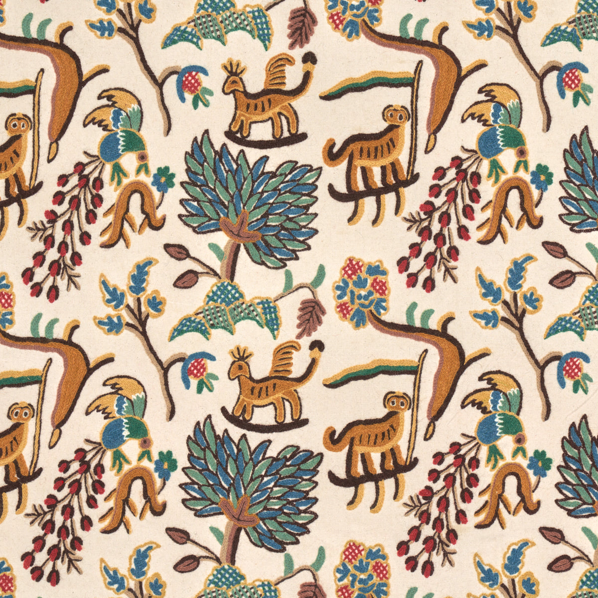 Colonial Crewel fabric in document color - pattern number 3135012 - by Schumacher in the Chroma collection
