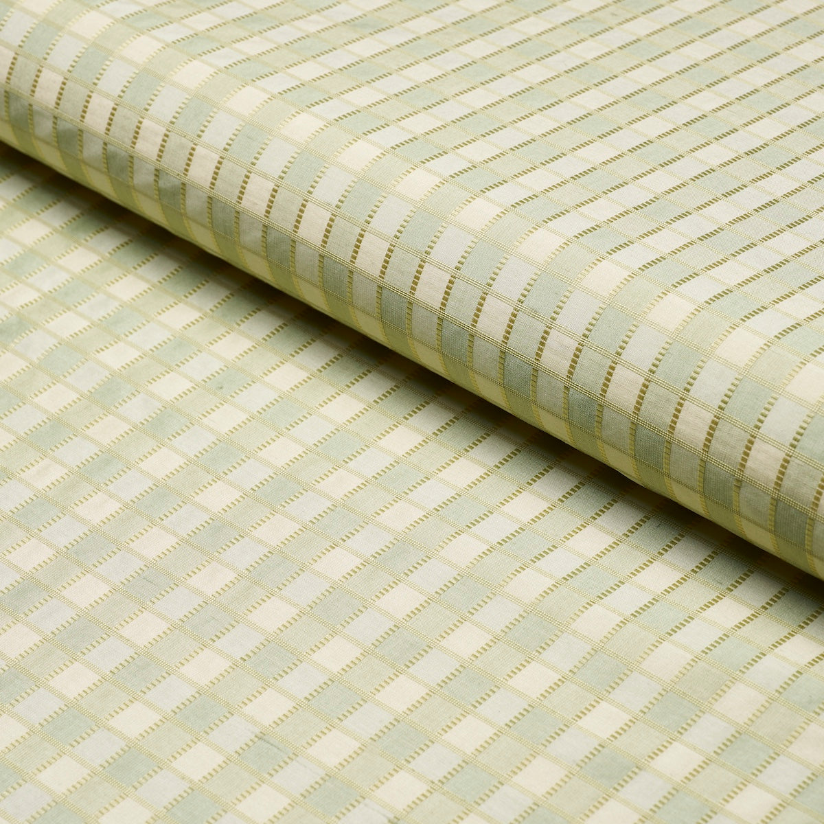 Ingrid Silk Check fabric in seaspray color - pattern number 3453003 - by Schumacher in the Chroma collection