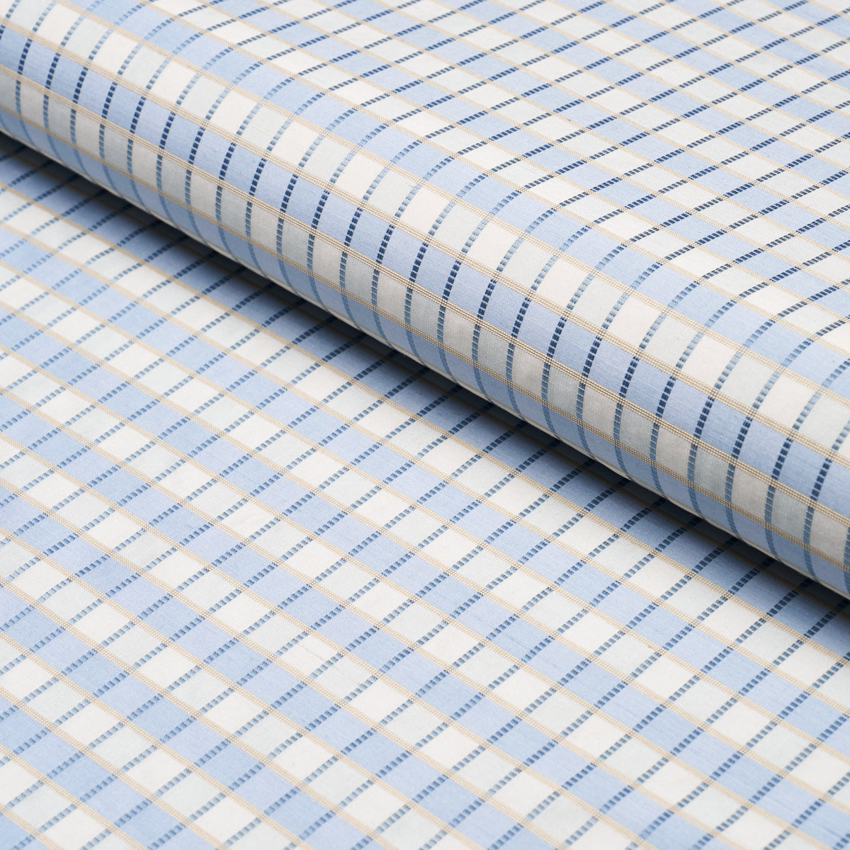 Ingrid Silk Check fabric in sky color - pattern number 3453005 - by Schumacher in the Rhapsody In Blue collection