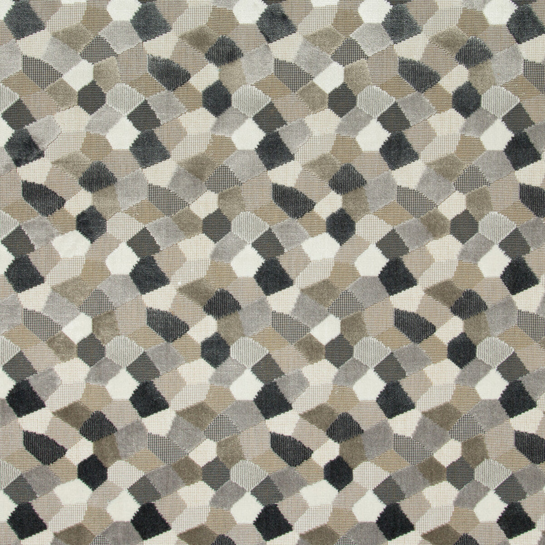 Modern Mosaic fabric in silver color - pattern 34783.611.0 - by Kravet Couture in the Artisan Velvets collection