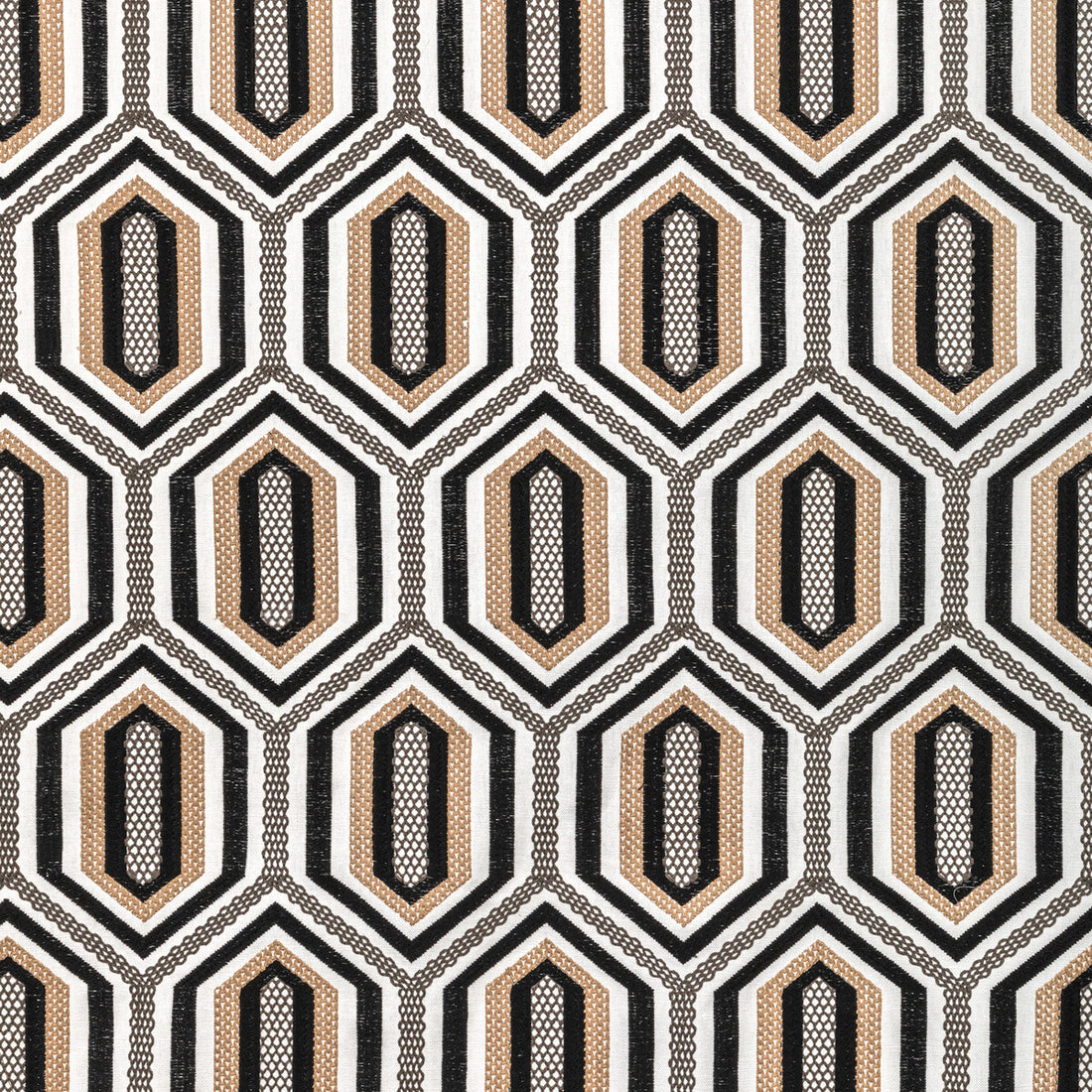Kaleidoscope Emb fabric in onyx color - pattern 36368.816.0 - by Kravet Couture in the Corey Damen Jenkins Trad Nouveau collection