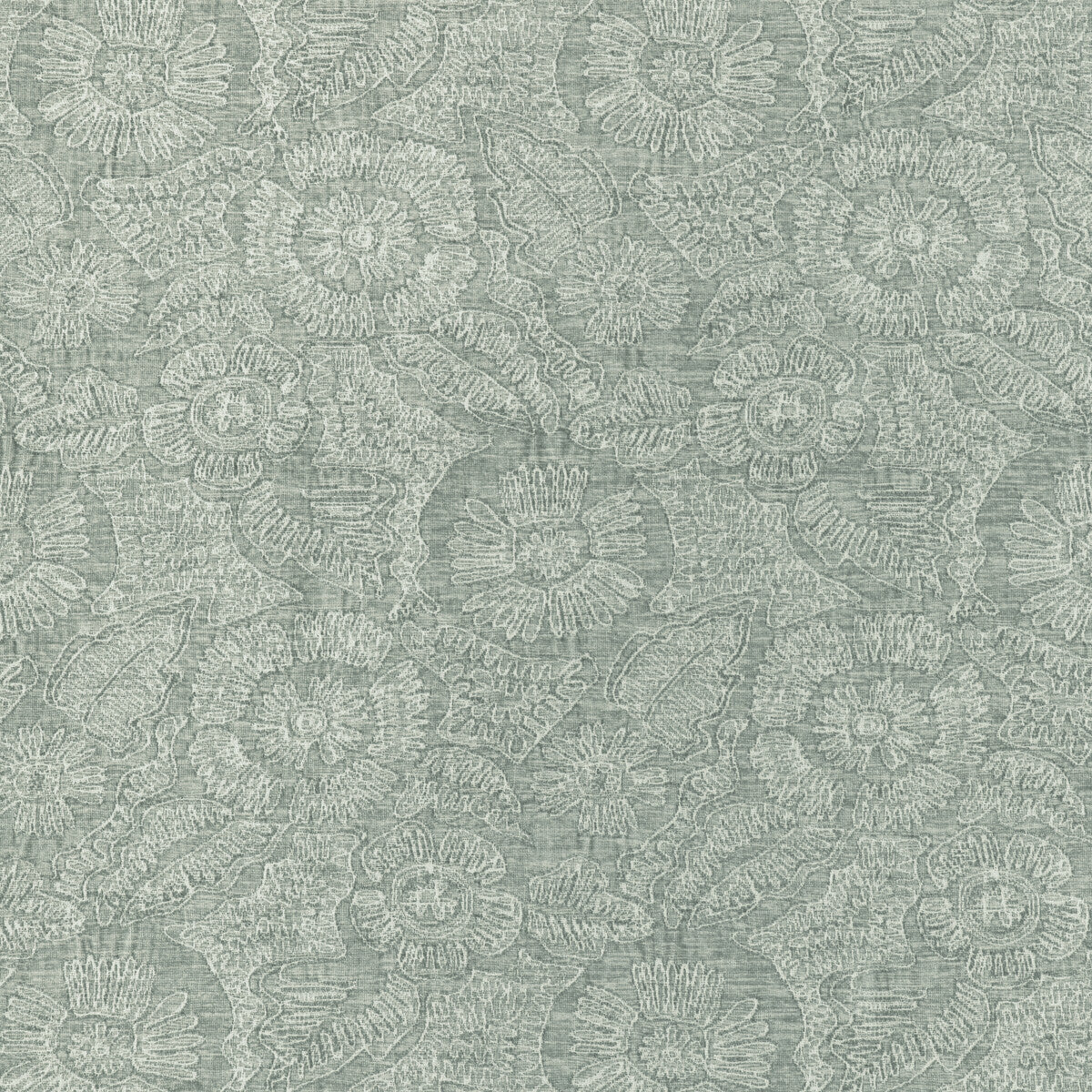 Chenille Bloom fabric in seaglass color - pattern 36889.135.0 - by Kravet Couture in the Atelier Weaves collection
