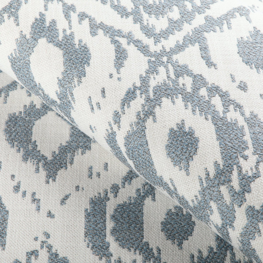Fabric sample of Milos Damask fabric in sky color - pattern 36921.15.0 - by Kravet Couture in the Riviera collection