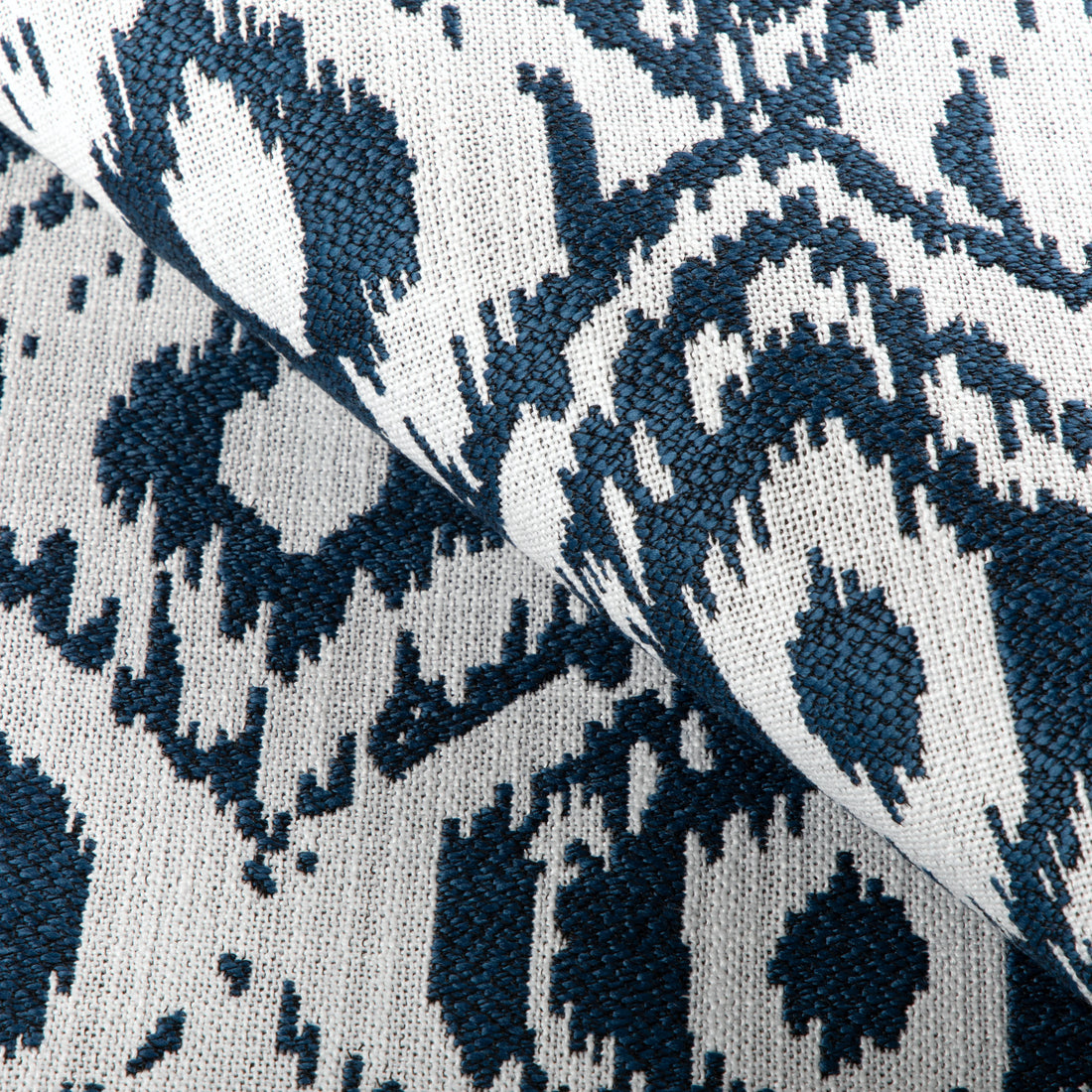 Fabric sample of Milos Damask fabric in marine color - pattern 36921.51.0 - by Kravet Couture in the Riviera collection