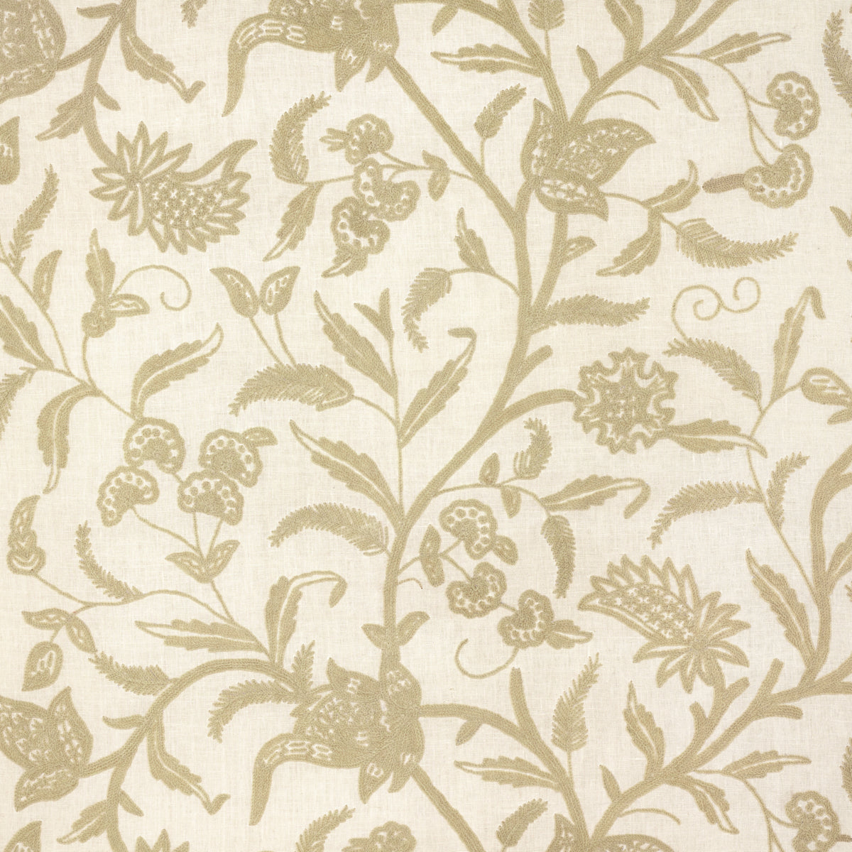 Amagansett Linen Crewel fabric in ecru color - pattern number 54191 - by Schumacher in the Perennial Favorites collection
