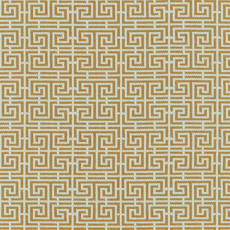 Chinois Fret fabric in tobacco aqua color - pattern number 54954 - by Schumacher in the Chroma collection