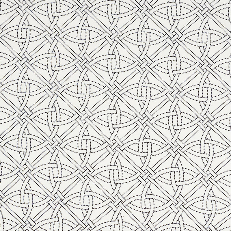 Durance Embroidery fabric in black and white color - pattern number 55695 - by Schumacher in the Club Cavalier collection
