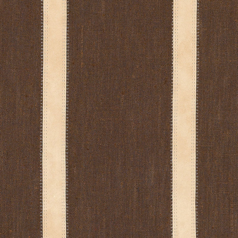 Leather Stripe fabric in cocoa color - pattern number 62512 - by Schumacher in the Chroma collection