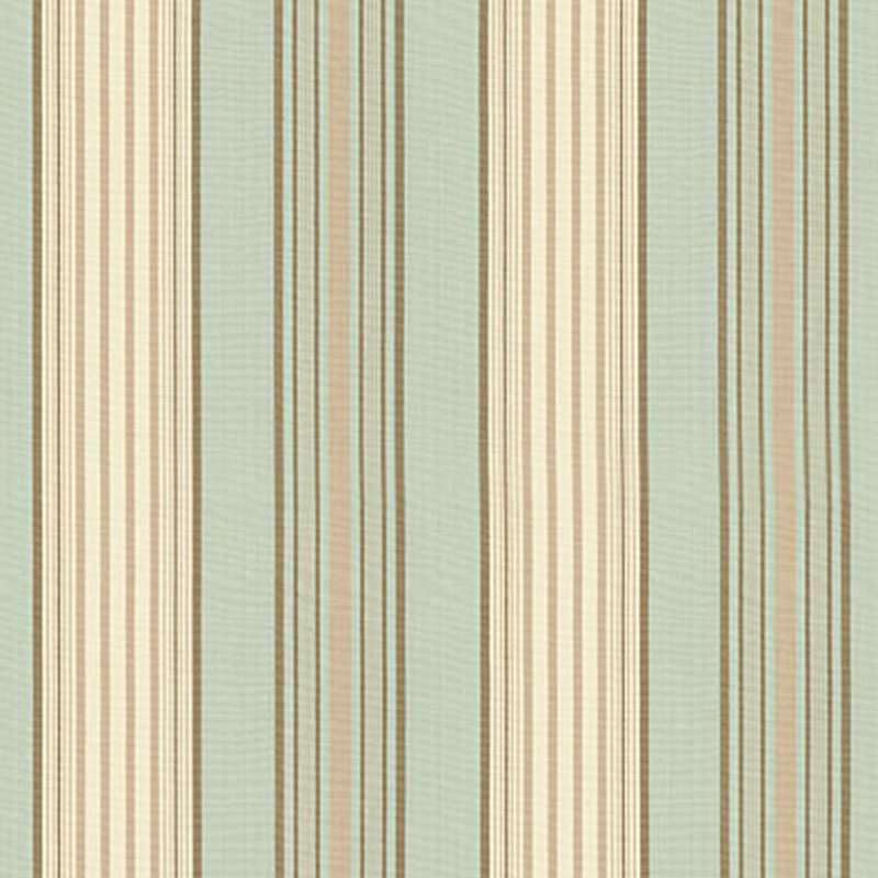 Saratoga Cotton Stripe fabric in aqua flax mocha color - pattern number 62962 - by Schumacher in the Perennial Favorites collection