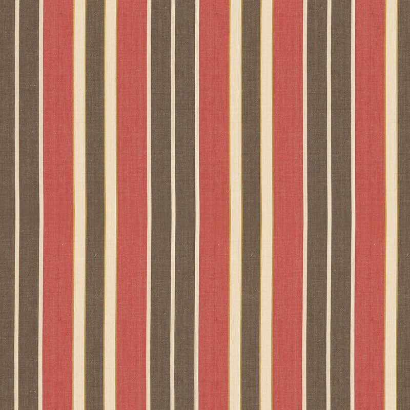 Beacon Cotton Stripe fabric in red java beige color - pattern number 62994 - by Schumacher in the Country House Cottons collection