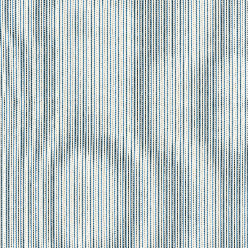 Baker Cotton Stripe fabric in ivory chambray indigo color - pattern number 63003 - by Schumacher in the Essentials: Classic Stripe collection