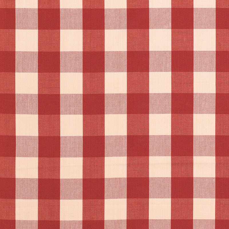 Camden Cotton Check fabric in red color - pattern number 63034 - by Schumacher in the Chroma collection