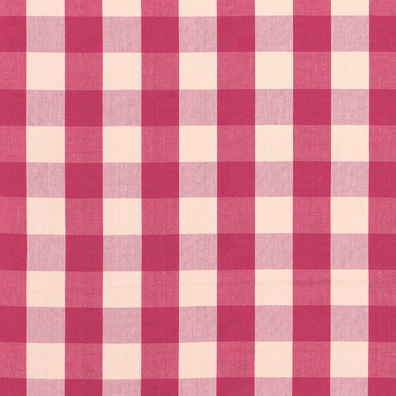 Camden Cotton Check fabric in raspberry color - pattern number 63035 - by Schumacher in the Chroma collection
