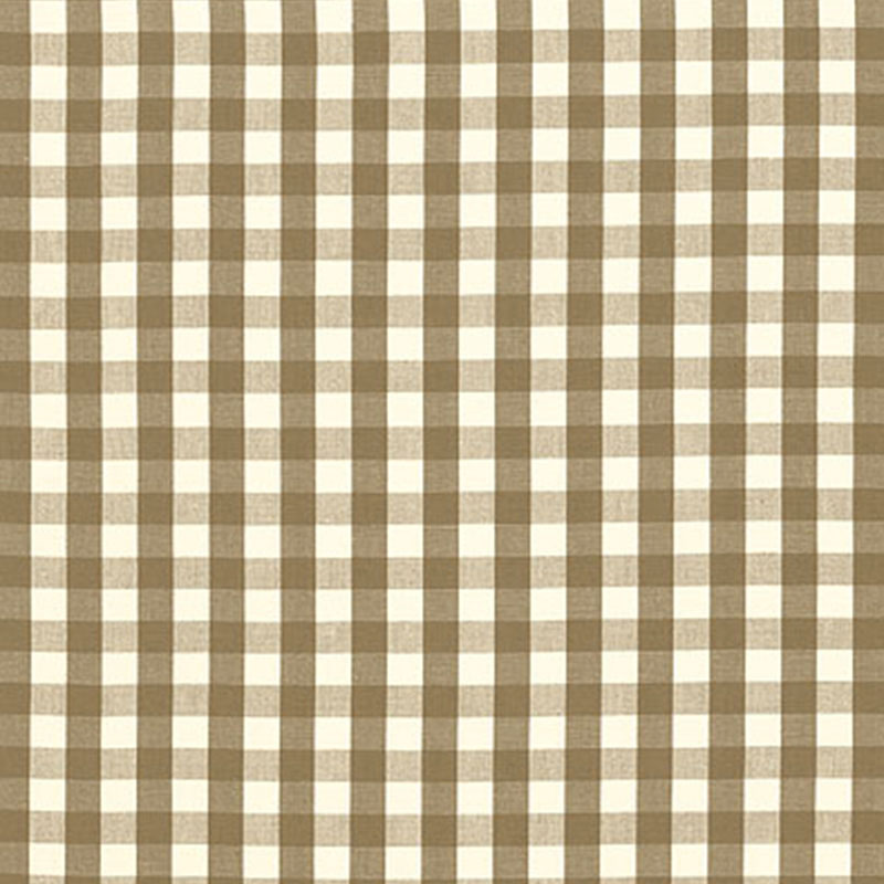 Elton Cotton Check fabric in mocha color - pattern number 63060 - by Schumacher in the Revisit Of Popular Patterns collection