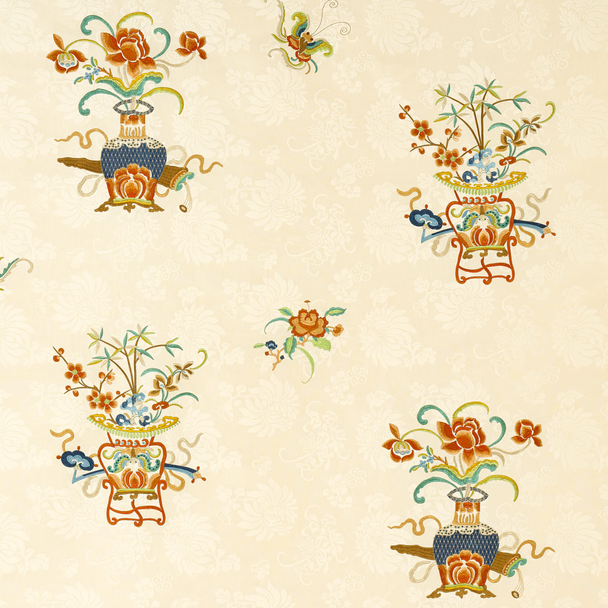 Ming Embroidery fabric in multi color color - pattern number 64420 - by Schumacher in the Perennial Favorites collection