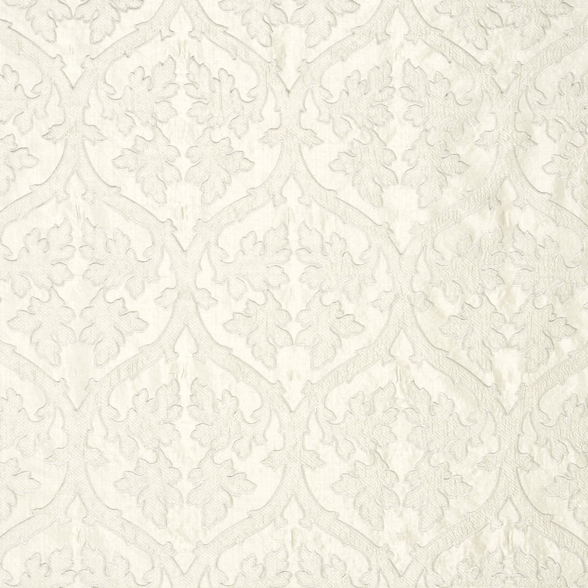Ravenna Embroidery fabric in silver color - pattern number 64743 - by Schumacher in the Chroma collection