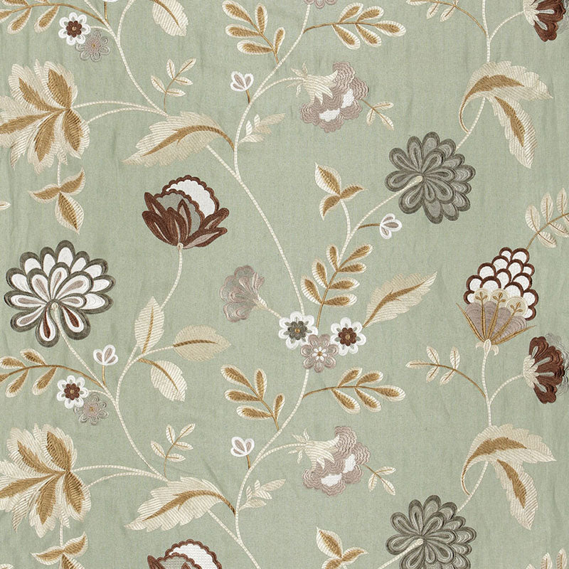 Palampore Embroidery fabric in mineral color - pattern number 64840 - by Schumacher in the Perennial Favorites collection