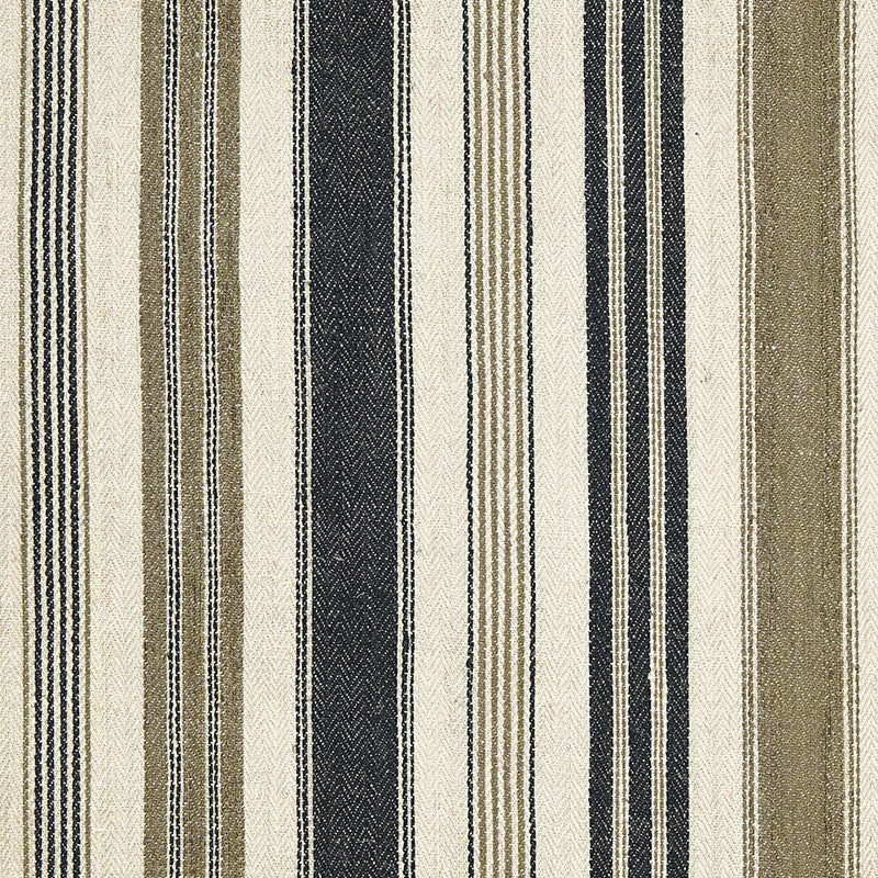 Montauban Stripe fabric in noir tobacco color - pattern number 65172 - by Schumacher in the Au Naturel collection