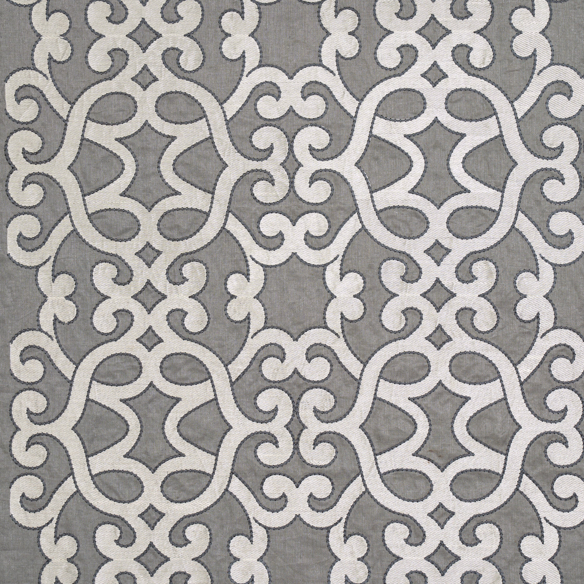 Amboise Linen Embroidery fabric in zinc color - pattern number 65180 - by Schumacher in the Au Naturel collection