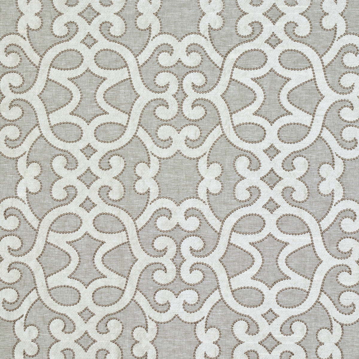 Amboise Linen Embroidery fabric in oyster color - pattern number 65182 - by Schumacher in the Au Naturel collection