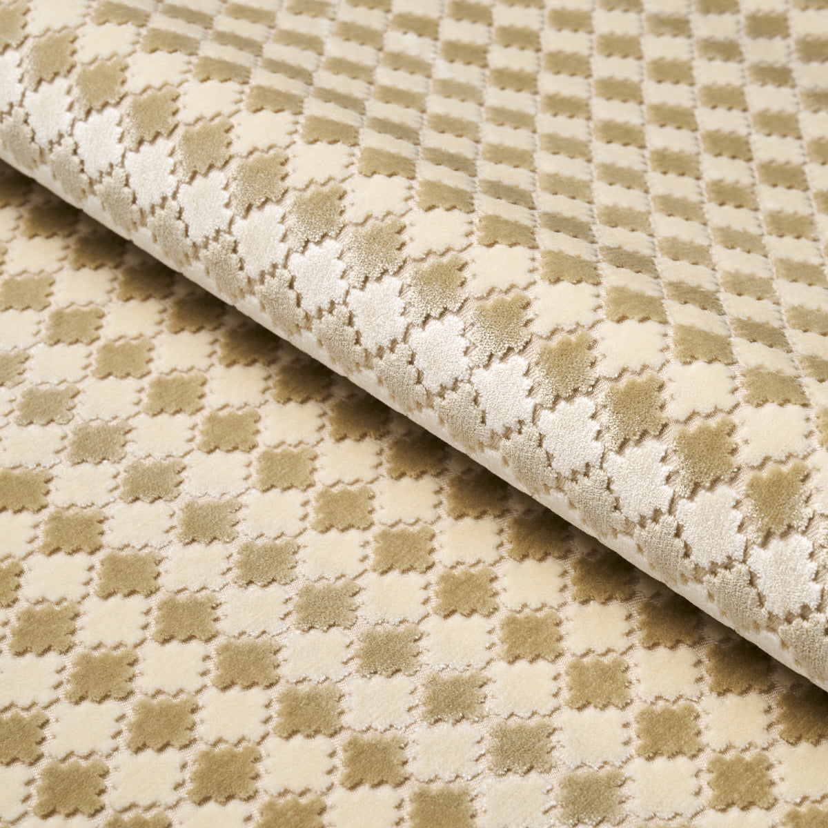 Marrakesh Velvet fabric in champagne color - pattern number 65644 - by Schumacher in the Cut & Patterned Velvets collection