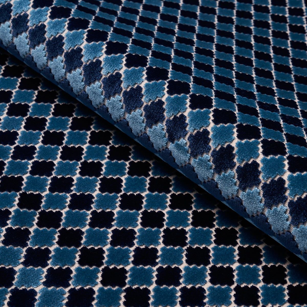 Marrakesh Velvet fabric in indigo color - pattern number 65645 - by Schumacher in the Cut & Patterned Velvets collection