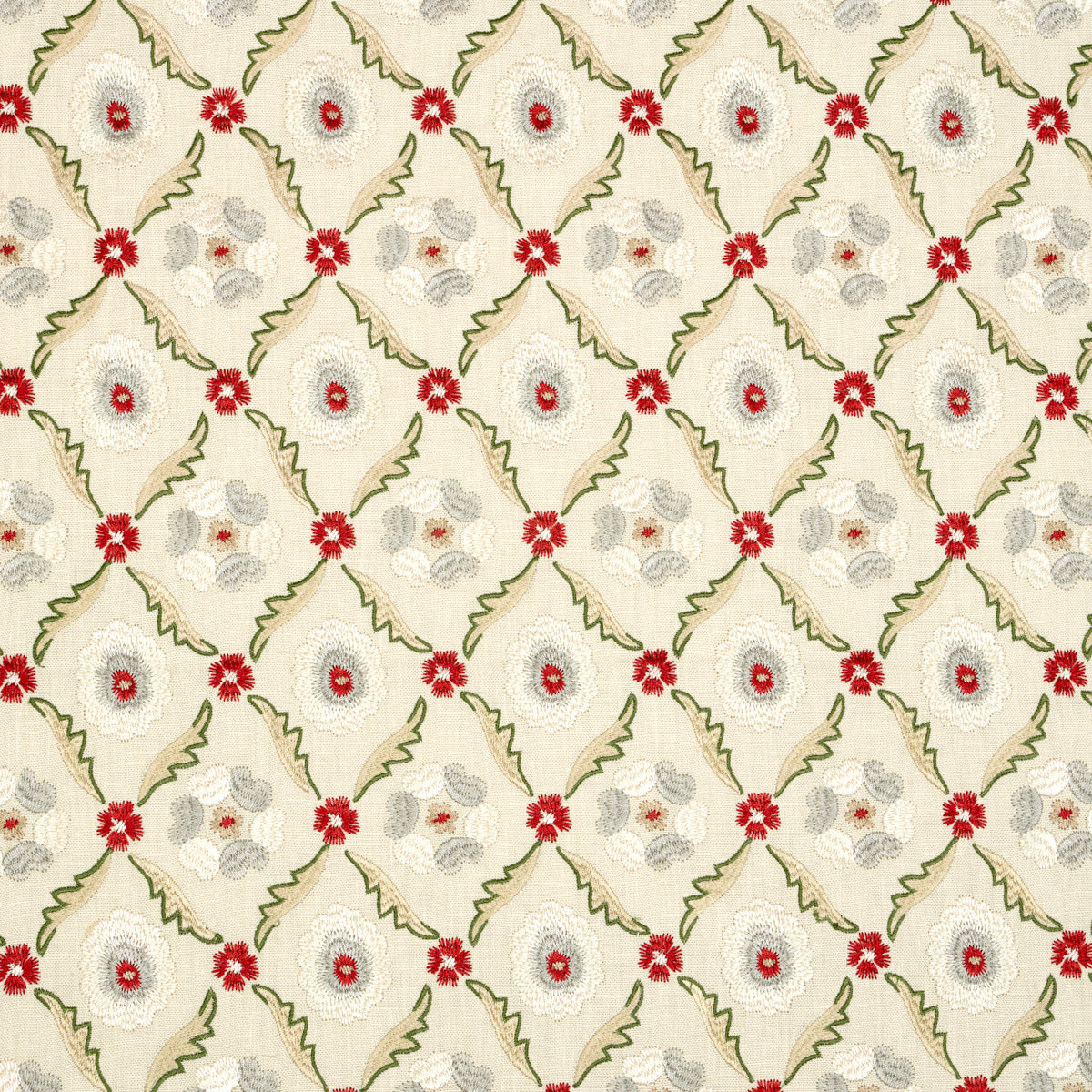 Claremont Embroidery fabric in crimson color - pattern number 65740 - by Schumacher in the Chroma collection